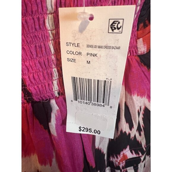 Ro's Garden Denise Halter Tie Gathered Tiered Maxi Dress Medium Pink $295 - Picture 9 of 9